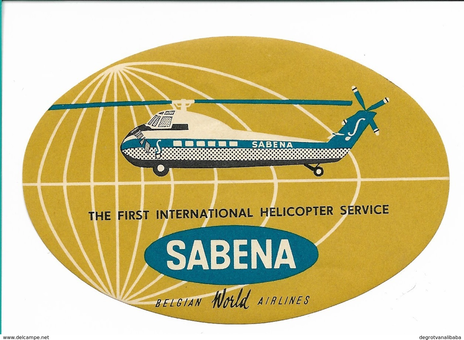 SABENA - Bagage Etiket: The First International Helicopter Service (oker) - Étiquettes à Bagages