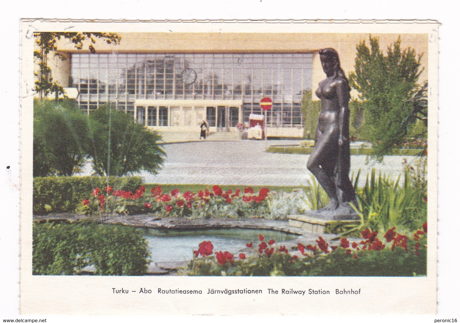 Jolie Carte-lettre Coul. Turku (Finlande), La Gare, A Voyagé En 1963 - Finlande