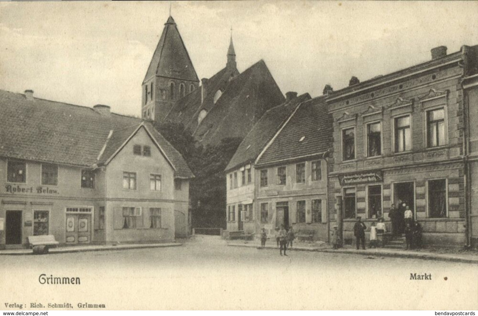 GRIMMEN, Markt, Hotel, Kirche (1910s) Rich. Schmidt AK - Grimmen
