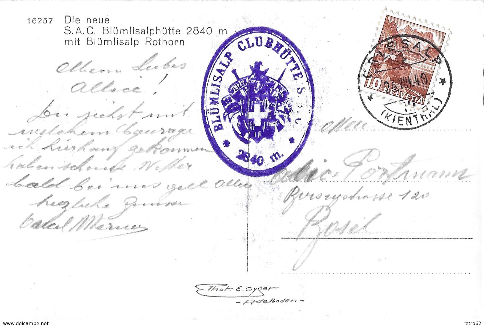 BLÜMLISALP CLUBHÜTTE → Betrieb Auf Der Terrasse Anno 1948 - Other & Unclassified