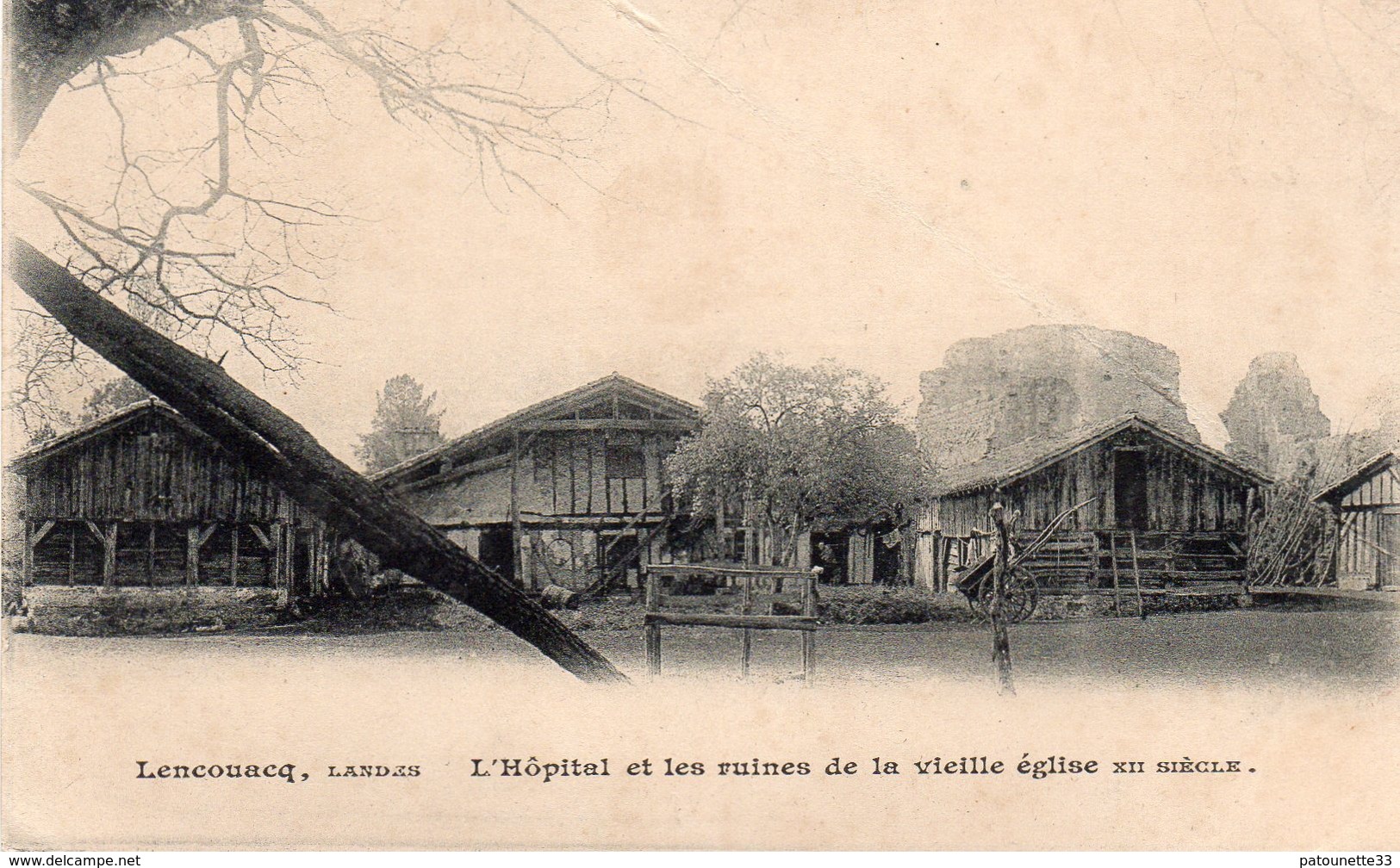 40 LENCOUACQ L' HOPITAL ET LES RUINES DE LA VIEILLE EGLISE CLICHE UNIQUE - Autres & Non Classés