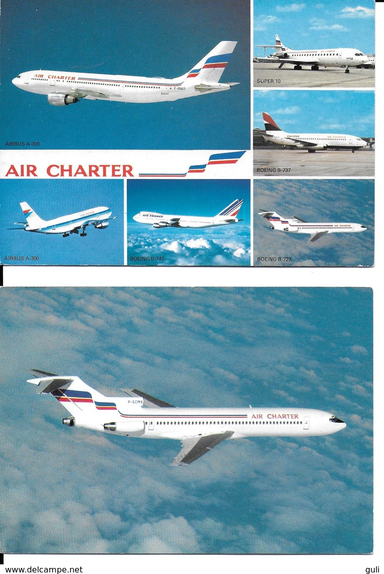 AVIATION Avion Avions AIR CHARTER AIR FRANCE Lot De 2 Cartes (2) BOEING 727 - 228 - Voir Scan R/V Des 2 Cartes*PRIX FIXE - 1946-....: Ere Moderne