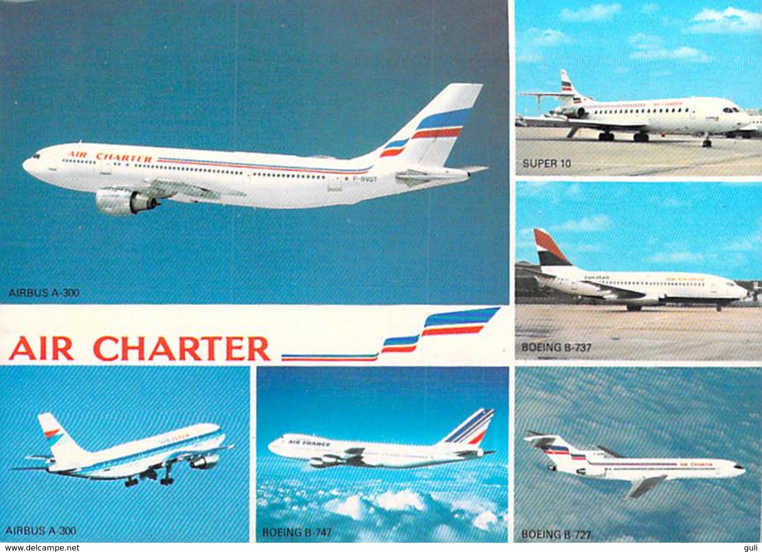 AVIATION Avion Avions AIR CHARTER AIR FRANCE Lot De 2 Cartes (2) BOEING 727 - 228 - Voir Scan R/V Des 2 Cartes*PRIX FIXE - 1946-....: Ere Moderne