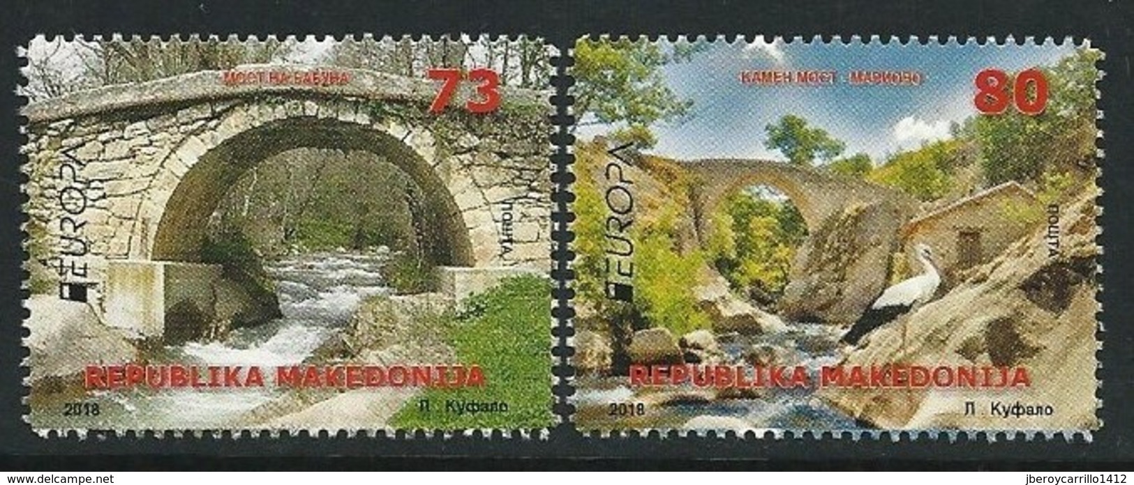 MACEDONIA/ MAKEDONIA/ MAKEDONIEN -EUROPA 2018 - "PUENTES.- BRIDGES - BRÜCKEN - PONTS".- SERIE De 2 V. - 2018