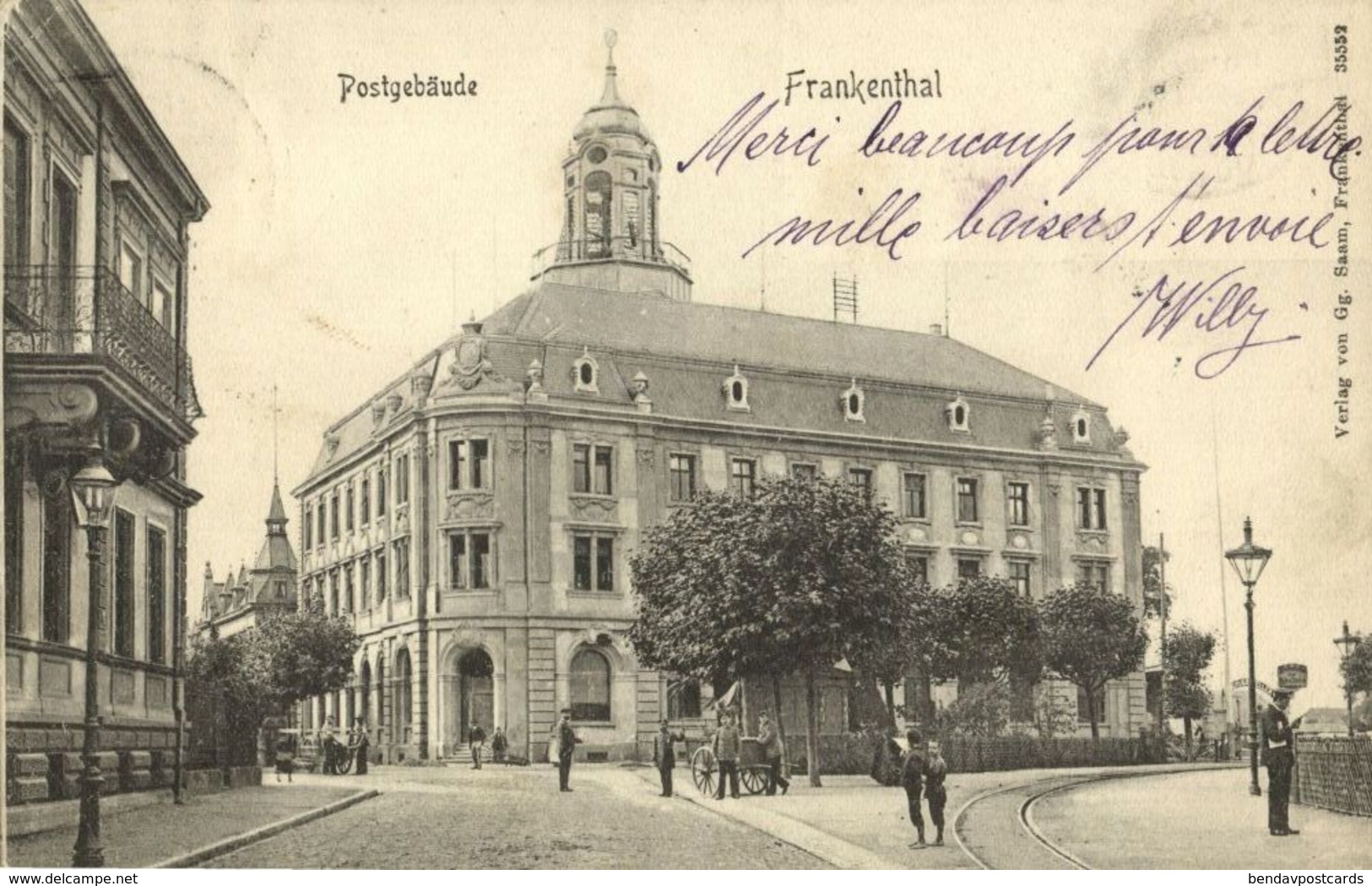 FRANKENTHAL, Postgebäude (1908) AK - Frankenthal