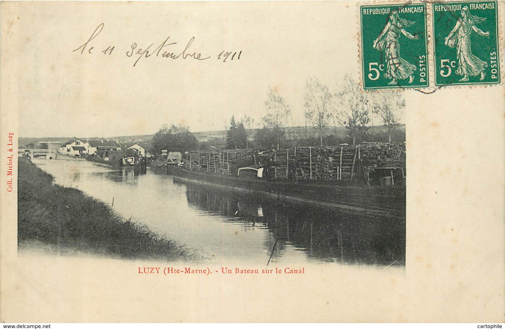 52 - LUZY - Un Bateau Sur Le Canal En 1911 - Peniche Port Bois - Other & Unclassified