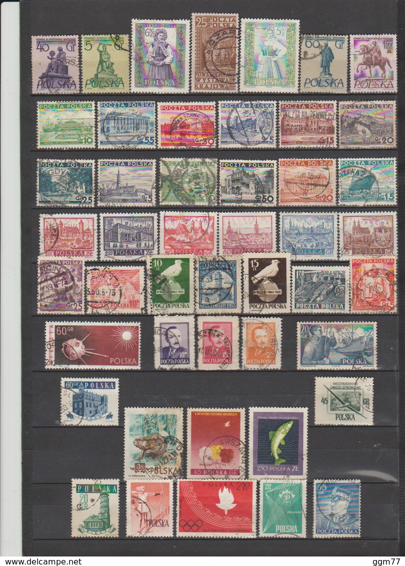 47 TIMBRES POLOGNE OBLITERES DE 1930-1933-1935-1937-1938-1948-1950-1951-1954 - Oblitérés