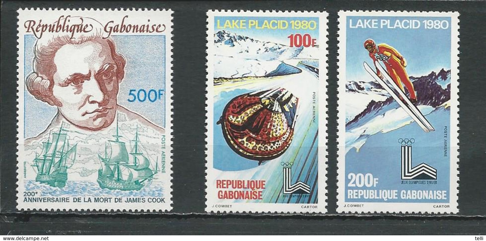 GABON  ScottC222, C227-C228 Yvert PA221, PA226-PA227 ** (3) Cote 10,50  $ 1979-80 - Gabon (1960-...)