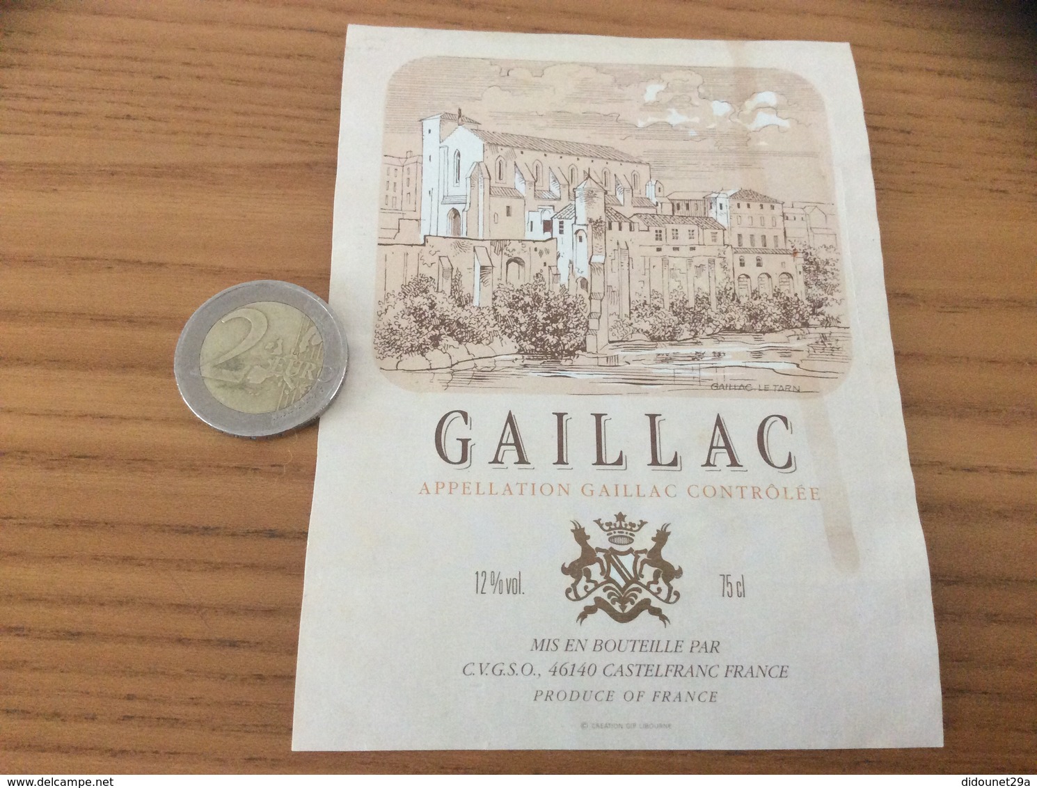 Etiquette De Vin «GAILLAC - CVGSO - CASTELFRANC (46)» - Gaillac