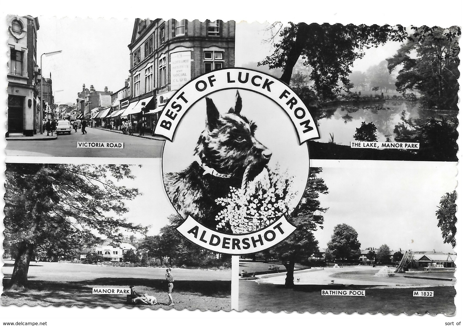 REAL PHOTO POSTCARD - ALDERSHOT - MULTIVIEW (STREET SCENE) ----- B358 - Surrey