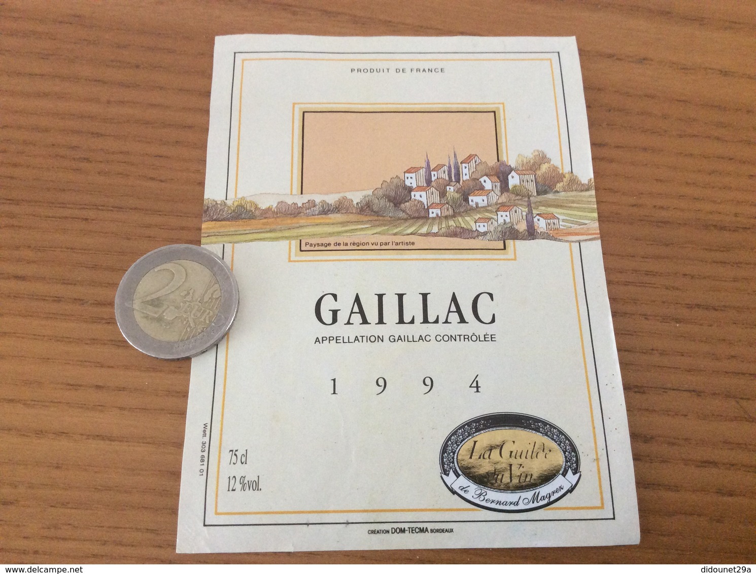 Etiquette De Vin 1994 «GAILLAC - La Guilde Du Vin - Bernard Magrez» - Gaillac