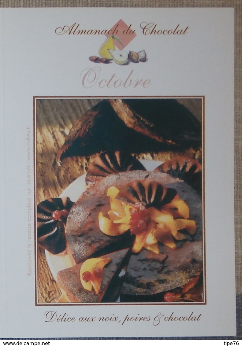 Petit Calendrier De Poche 2005 Almanach Du Chocolat Mois D'octobre - Délice Aux Noix Poires Et Chocolat - Kleinformat : 2001-...