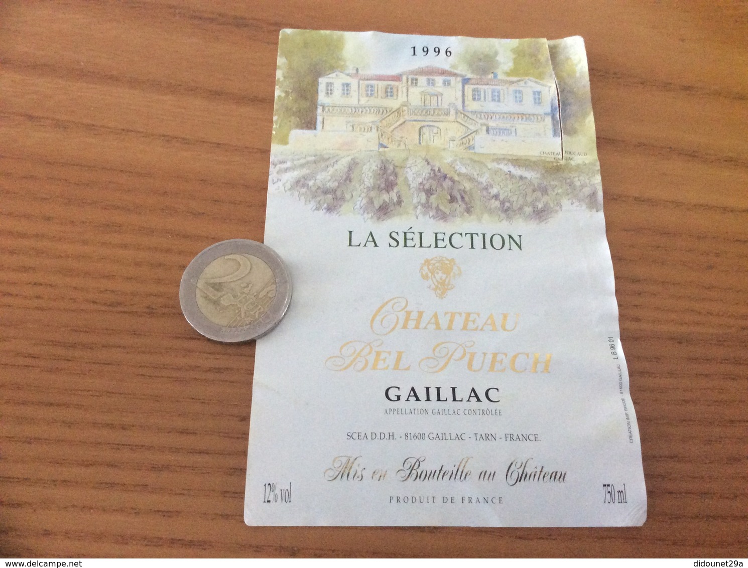 Etiquette De Vin 1996 «GAILLAC - CHATEAU BEL PUECH - SCEA D.D.H. (81)» - Gaillac
