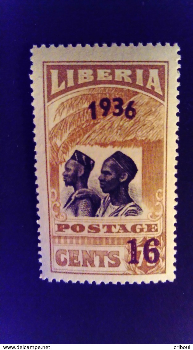 Liberia 1936 Villageois Villager Surchargé Overprint Yvert 229 ** MNH - Liberia