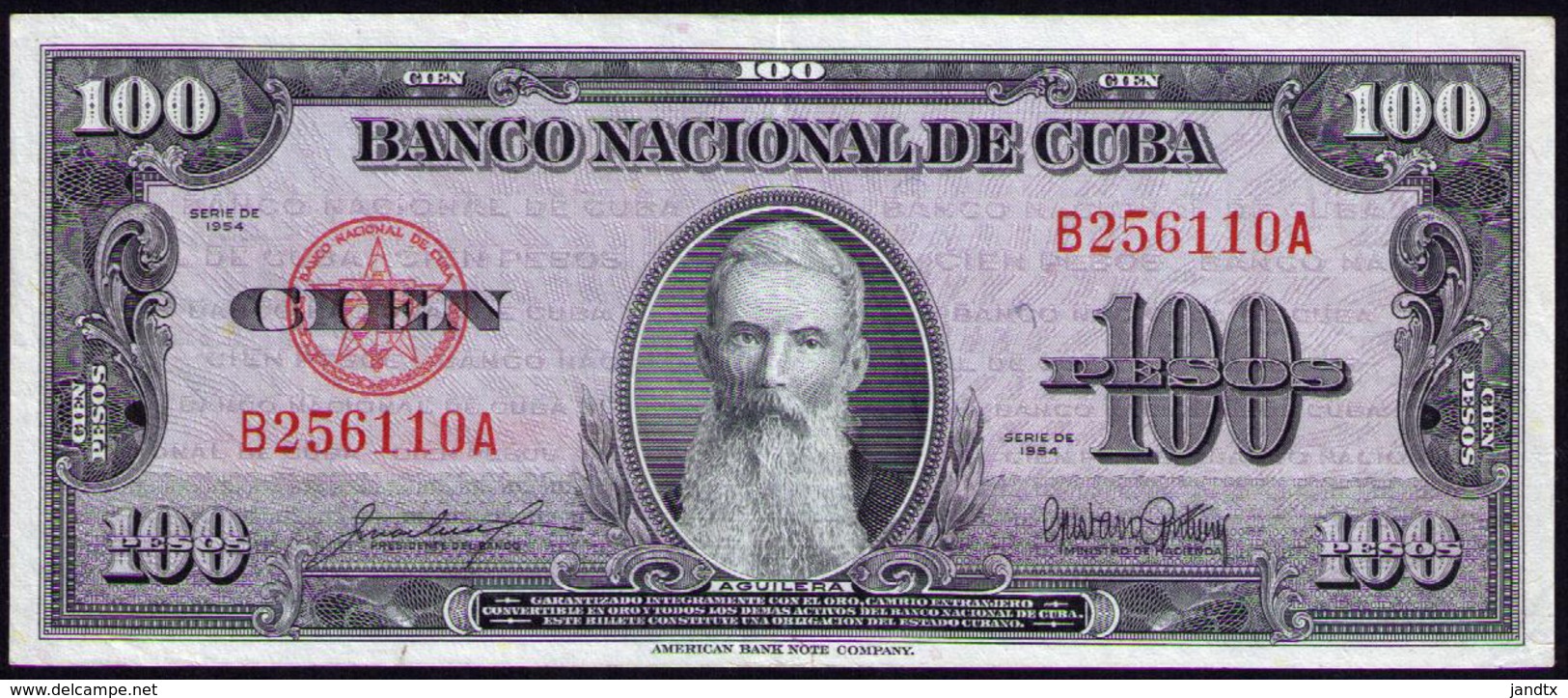 CUBA 100 PESOS 1954 AUNC-SC- - Cuba