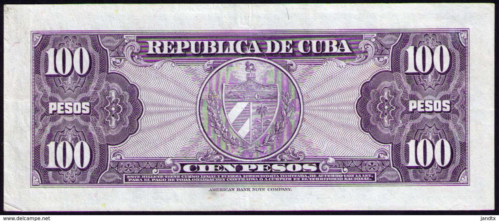 CUBA 100 PESOS 1954 AUNC-SC- - Cuba
