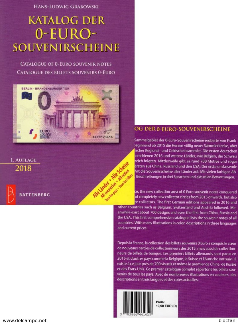 Grabowski-Katalog 0-EURO-Souvenir-Scheine 2018 New 20€ Papiergeld 1.Auflage Money Souvenirnoten Deutsch/english/frz - Englisch