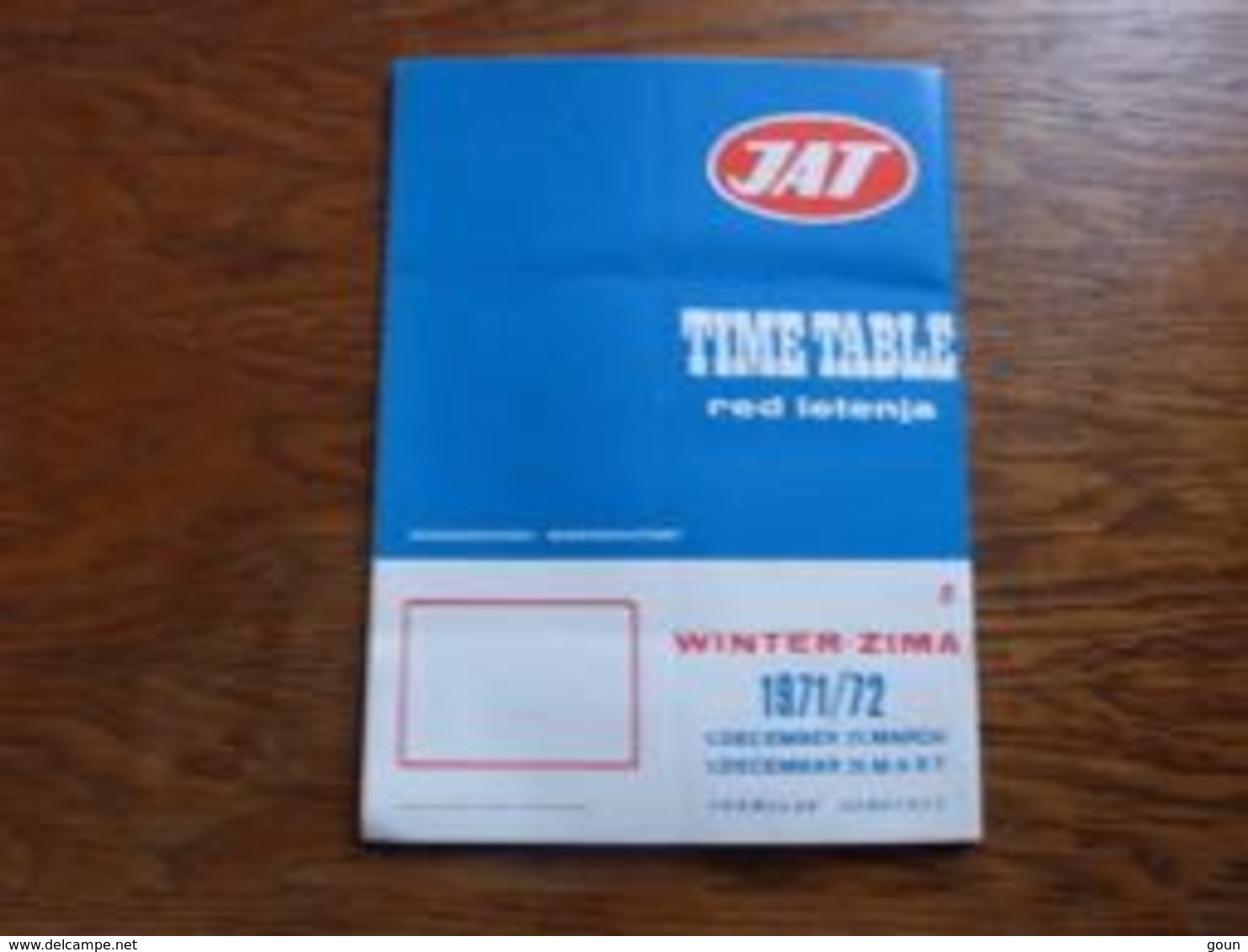 Timetable JAT Airlines Winter-zima 1971/2 Jugoslovenski Aerotransport - Autres & Non Classés