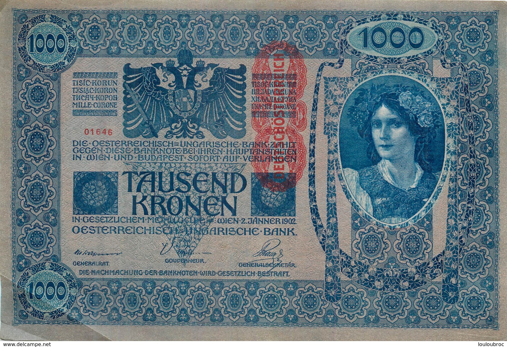 BILLET AUTRICHE 1000 TAUSEN KRONEN - Autriche