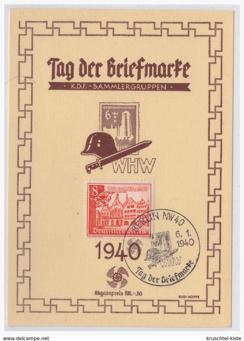 DT- Reich (003747) Propagandablatt Zum Tag Der Briefmarke WHW 1940, Blanco Gest. Berlin 6.1.1940 Mit SST - Briefe U. Dokumente