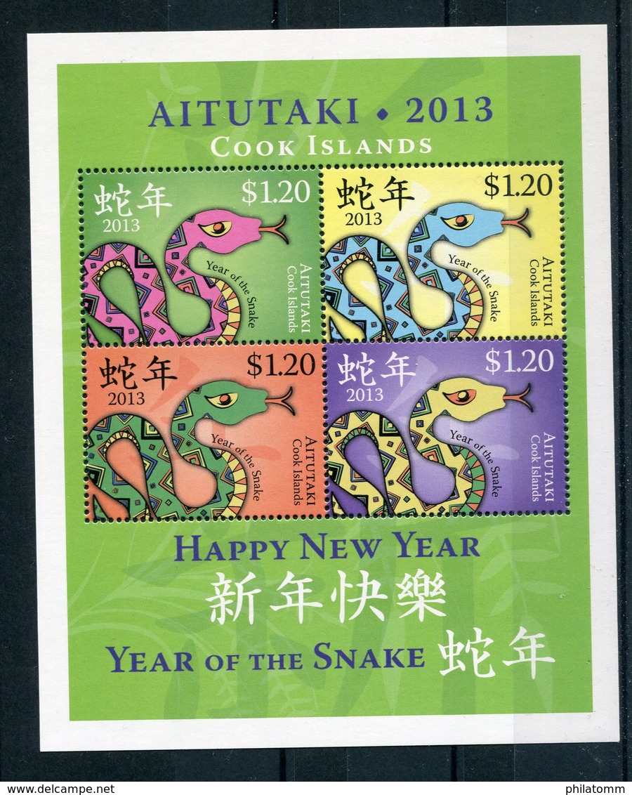 Aitutaki - Block Nr. 93 - "Jahr Der Schlange" ** / MNH (aus Dem Jahr 2013) - Aitutaki