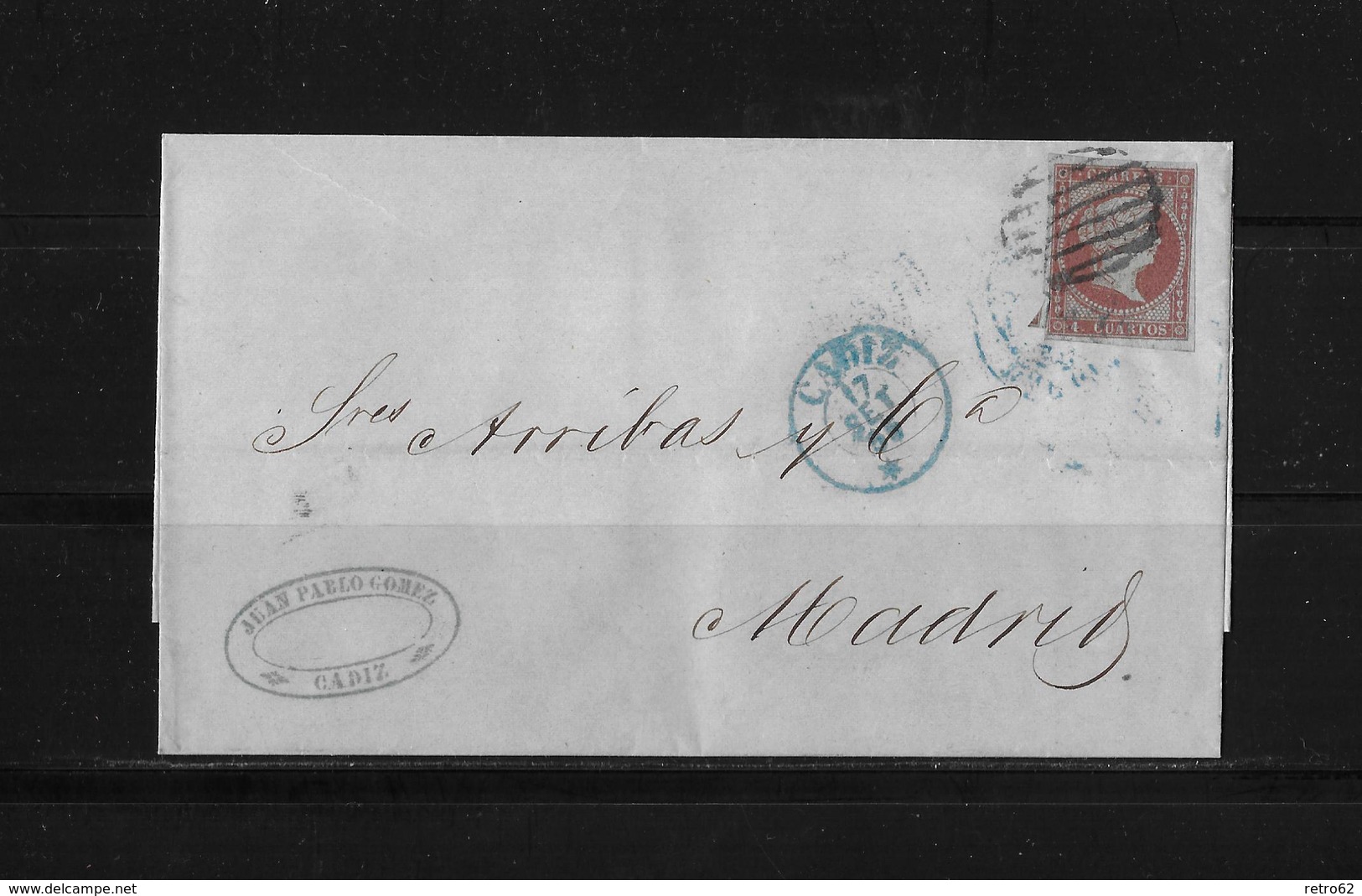 SPAIN / Spanien → Letter Cadiz To Madrid 1855 - Lettres & Documents