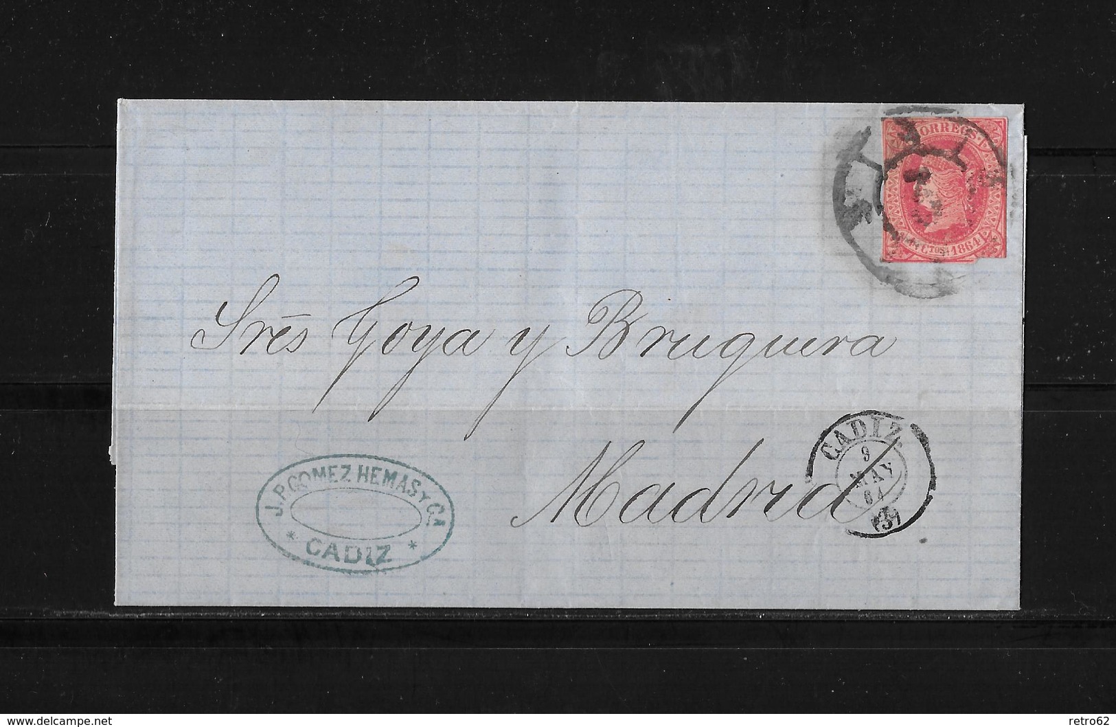 SPAIN / Spanien → Letter Cadiz To Madrid 1864 - Lettres & Documents