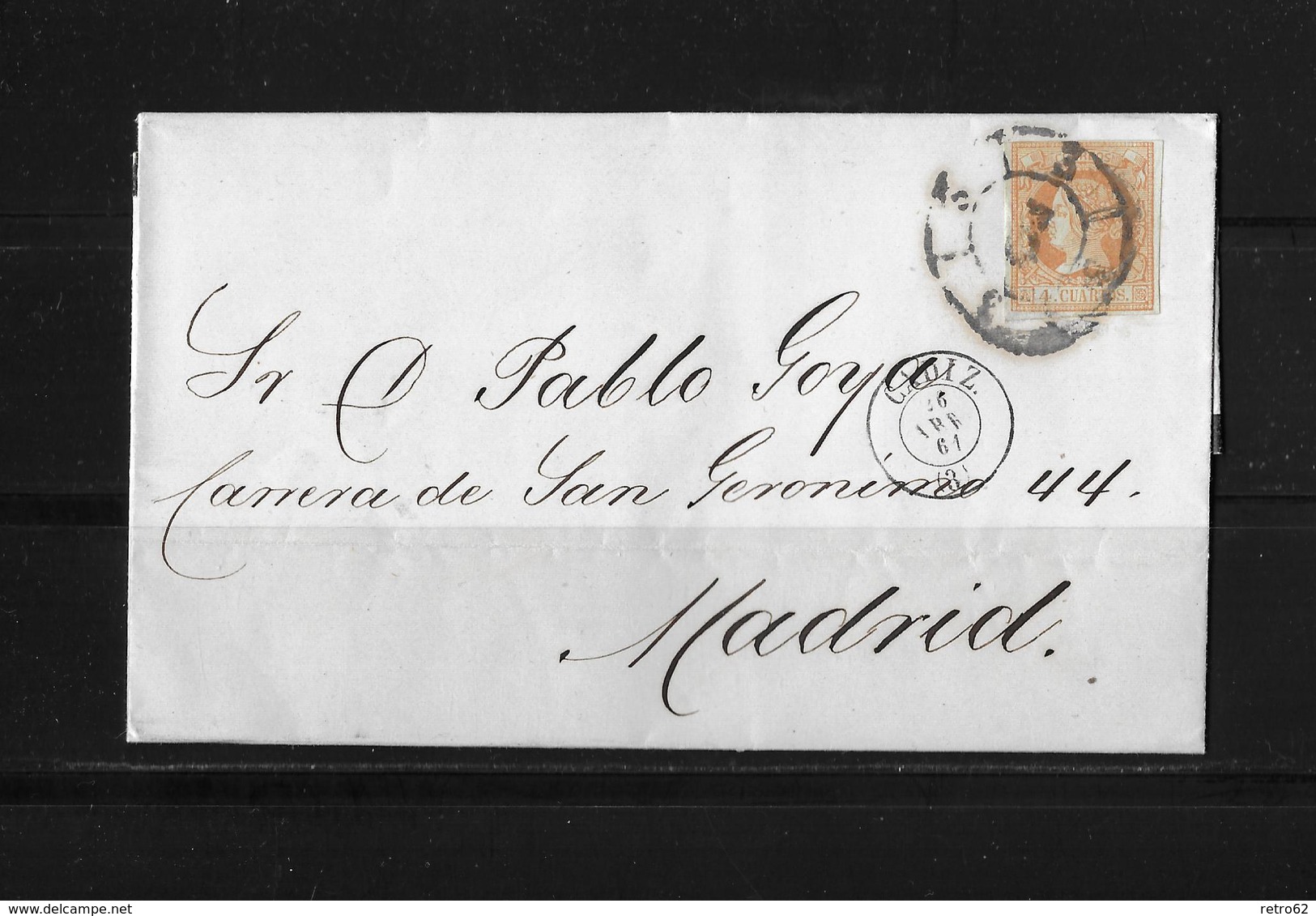 SPAIN / Spanien → Letter Cadiz To Madrid 1861 - Lettres & Documents