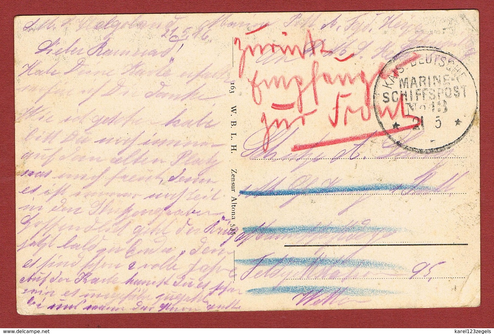 1 WK Stempel Kais Deutsche Marine Schiffspost N° 18  Auf A K 2 Scan - Lettres & Documents