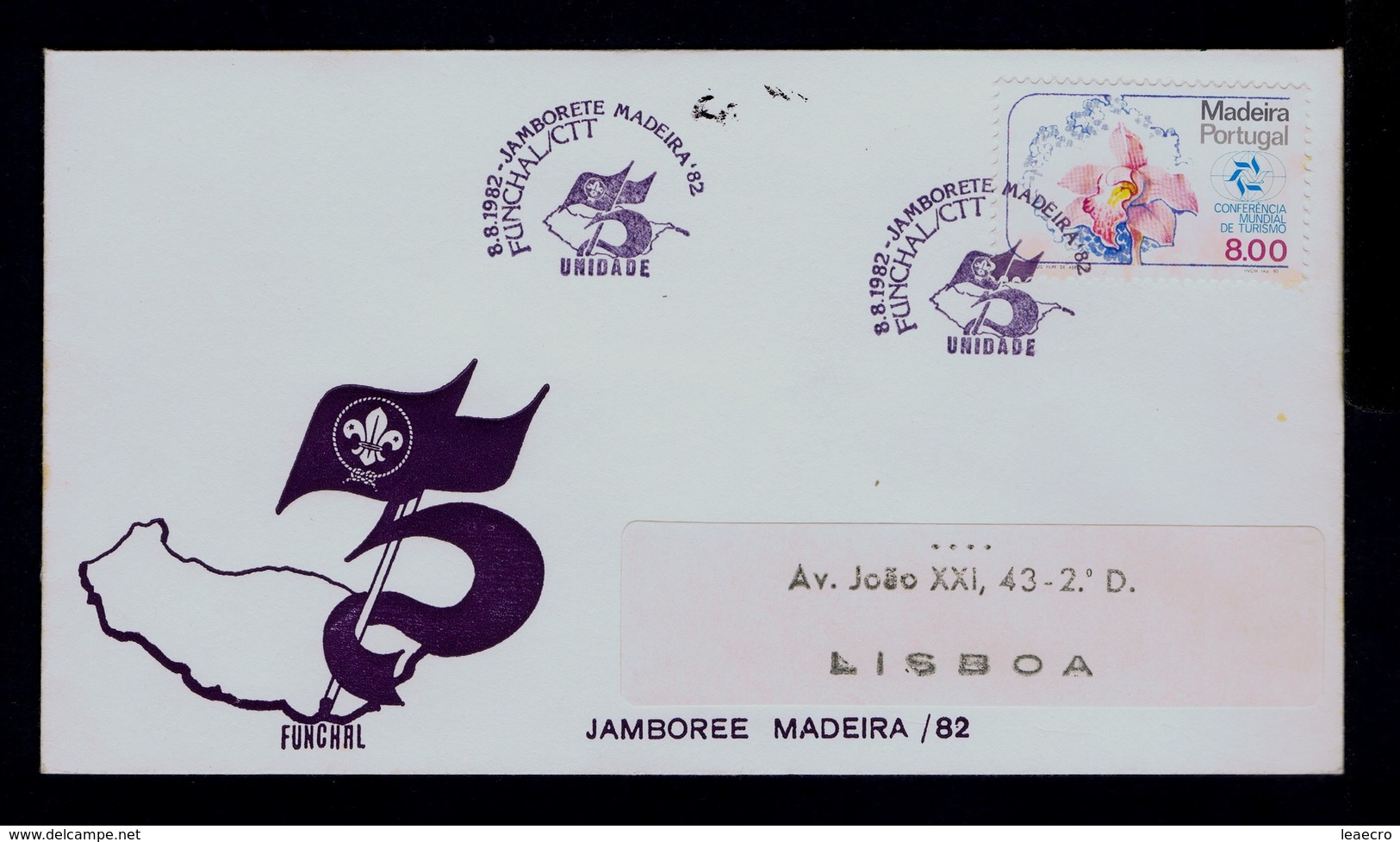 JAMBORETE Madeira Island CNE 75th UNIDADE Scouting Scoutisme Portugal 1982 Scouts Boyscouts (pmk Special 2R-cover) G3633 - Cartas & Documentos