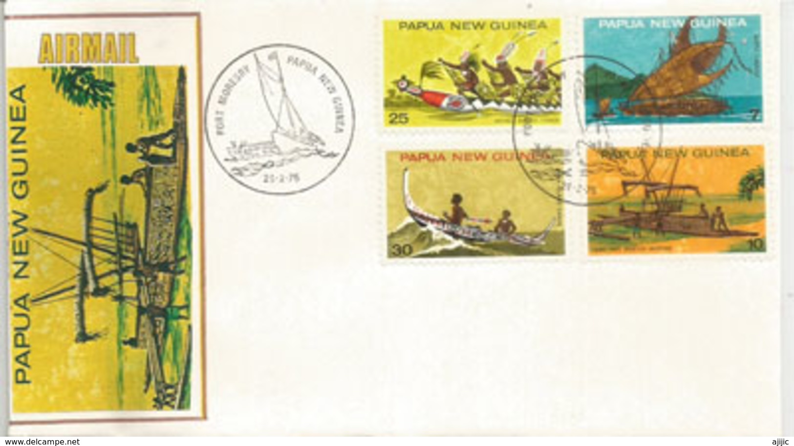 PAPOUASIE.   Canoës De Papouasie.   FDC 1975 - Kanu