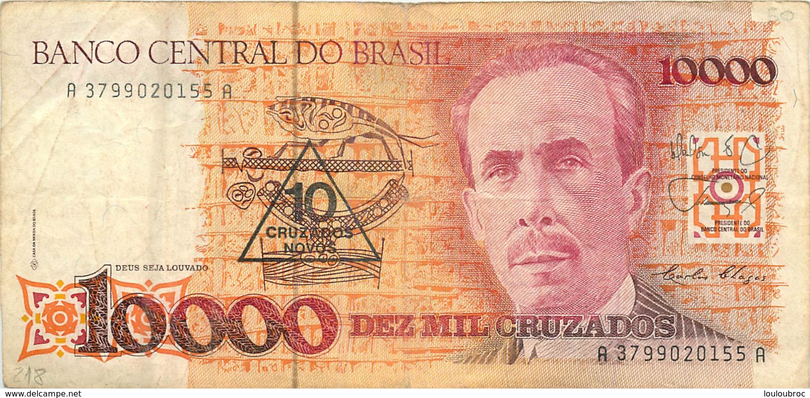 BILLET  BRESIL 10000 CRUZADOS NOVOS - Brazil