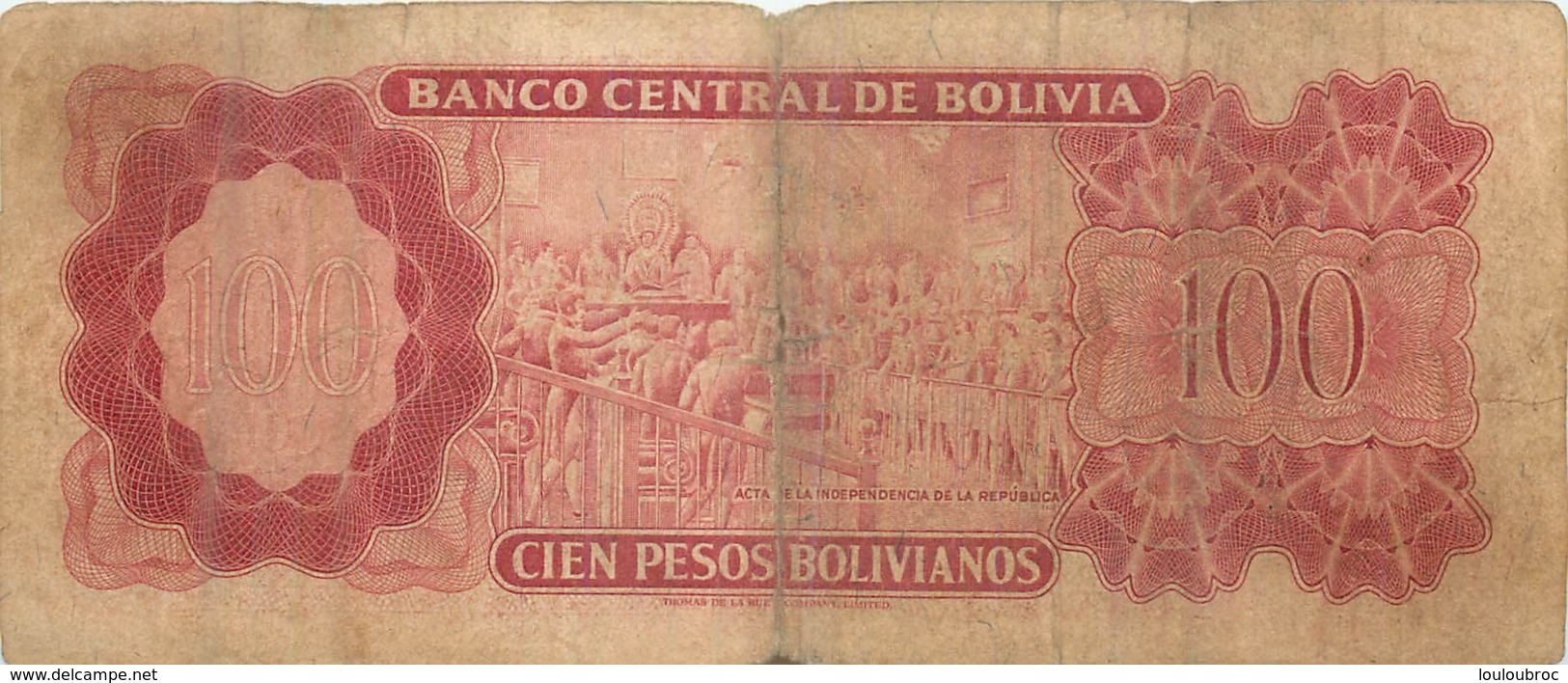 BILLET    100 PESOS BOLIVIANOS  BOLIVAR - Bolivie