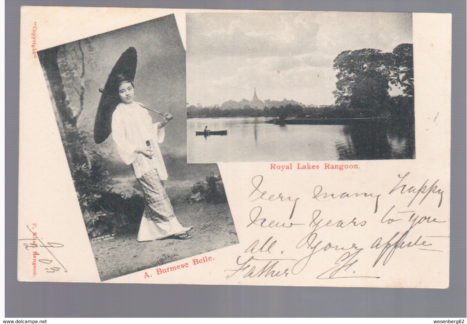BURMA/ MYANMAR A Burmese Belle, Royal Lakes Rangoon Ca 1910 OLD POSTCARD 2 Scans - Myanmar (Burma)