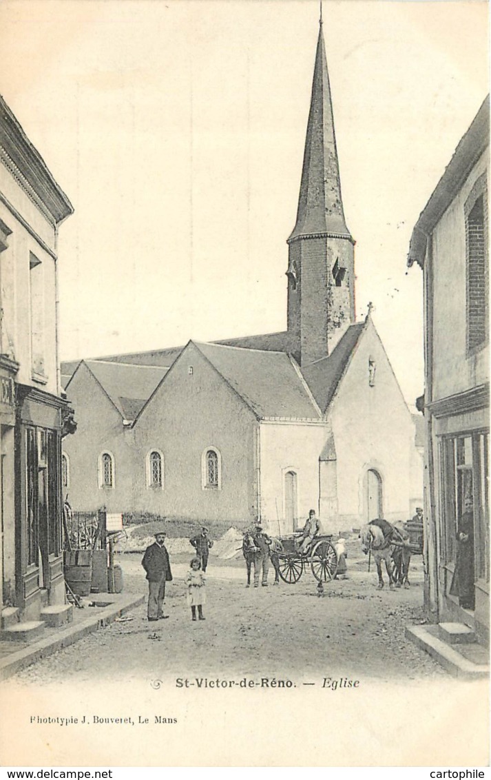 61 - SAINT VICTOR DE RENO - Eglise En 1904 - Animée Attelage - Andere & Zonder Classificatie