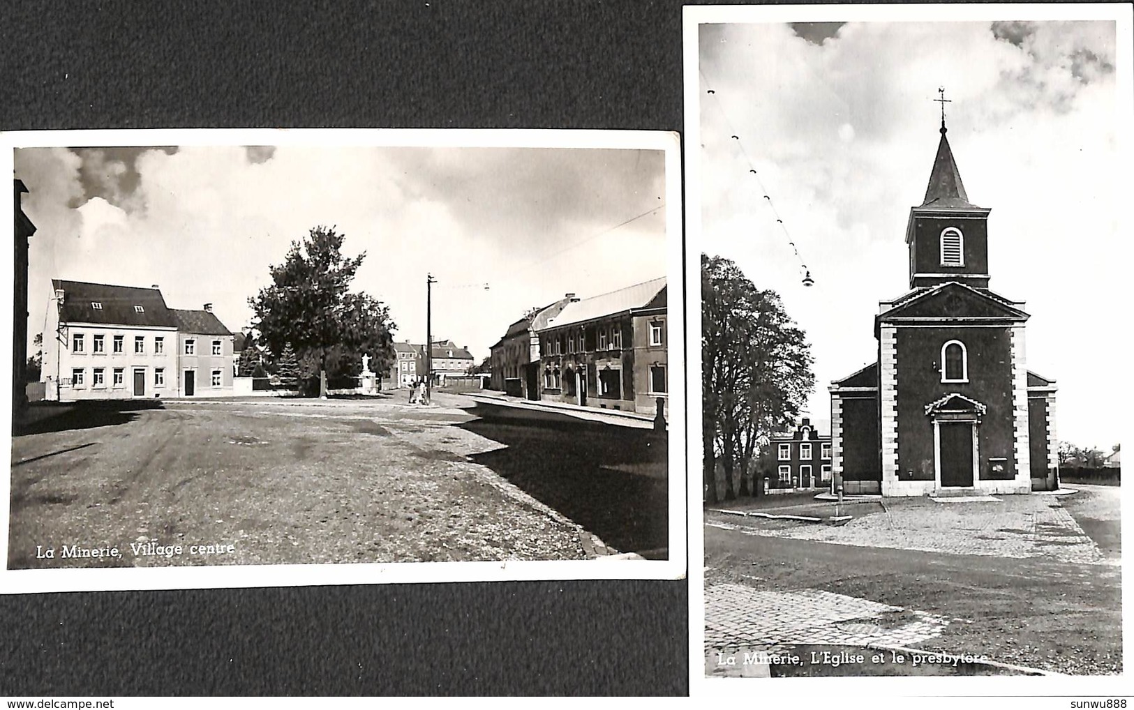 La Minerie - Lot 2 Cartes (Village Centre, L'Eglise) Photo Véritable Safima 1957 - Thimister-Clermont