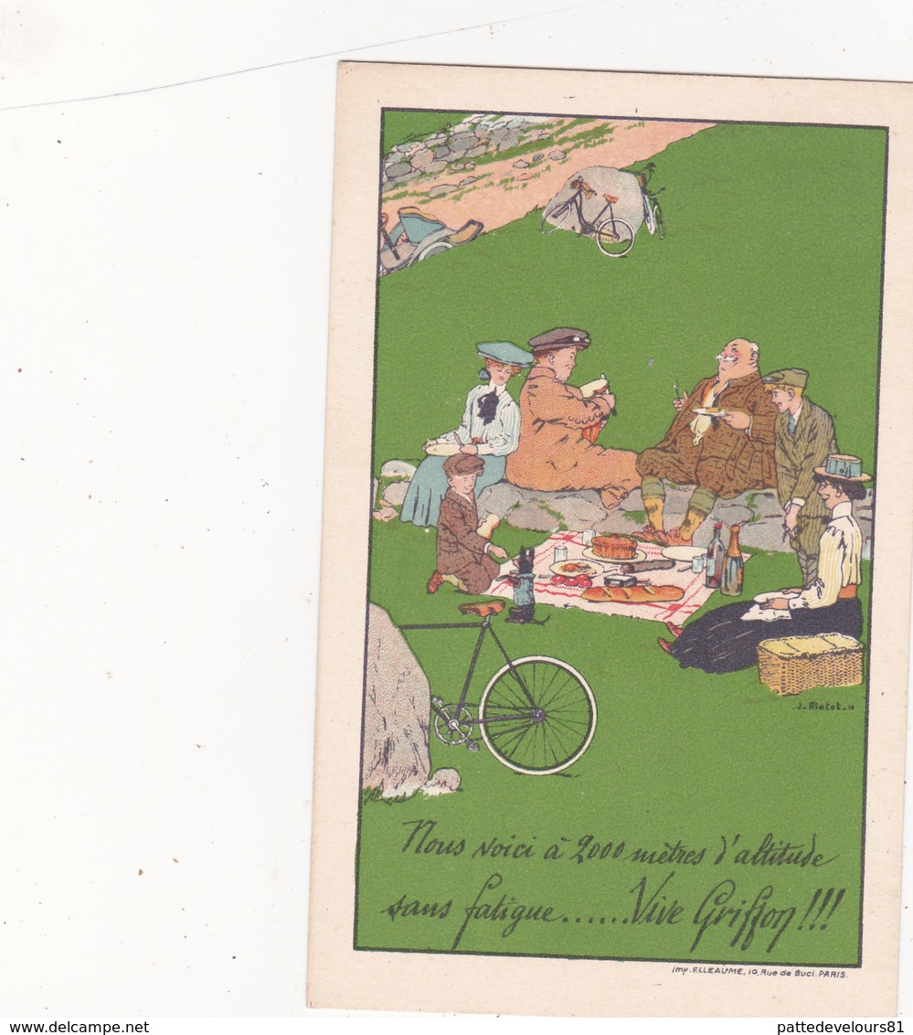 CPA Publicitaire Publicité (92) COURBEVOIE Cycles "GRIFFON"  Vélo Bicyclette Cycling Radsport Illustrateur - Publicité