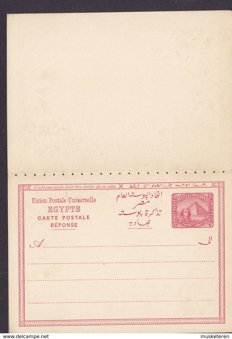Egypt Egypte UPU Postal Stationery Ganzsache Entier Carte Postale Sphinx & Pyramid 20 S Avec Réponse W. Answer - 1915-1921 Protectorat Britannique