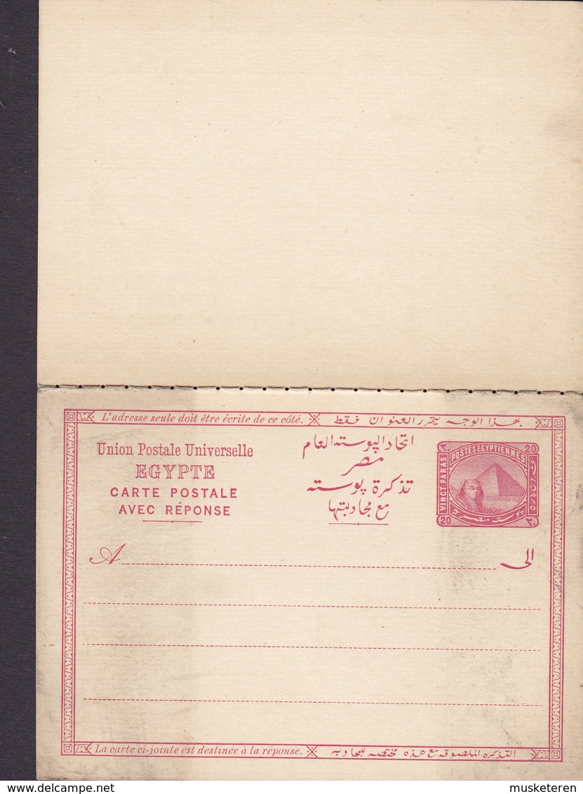 Egypt Egypte UPU Postal Stationery Ganzsache Entier Carte Postale Sphinx & Pyramid 20 S Avec Réponse W. Answer - 1915-1921 Protectorat Britannique