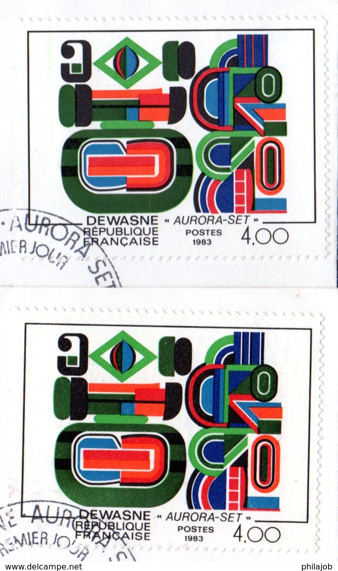 Variété Sur " AURORA-SET / DECALAGE DE COULEUR / BANDES BLANCHES " Sur Enveloppe 1er Jour. N° YT 2263. FDC - Cartas & Documentos