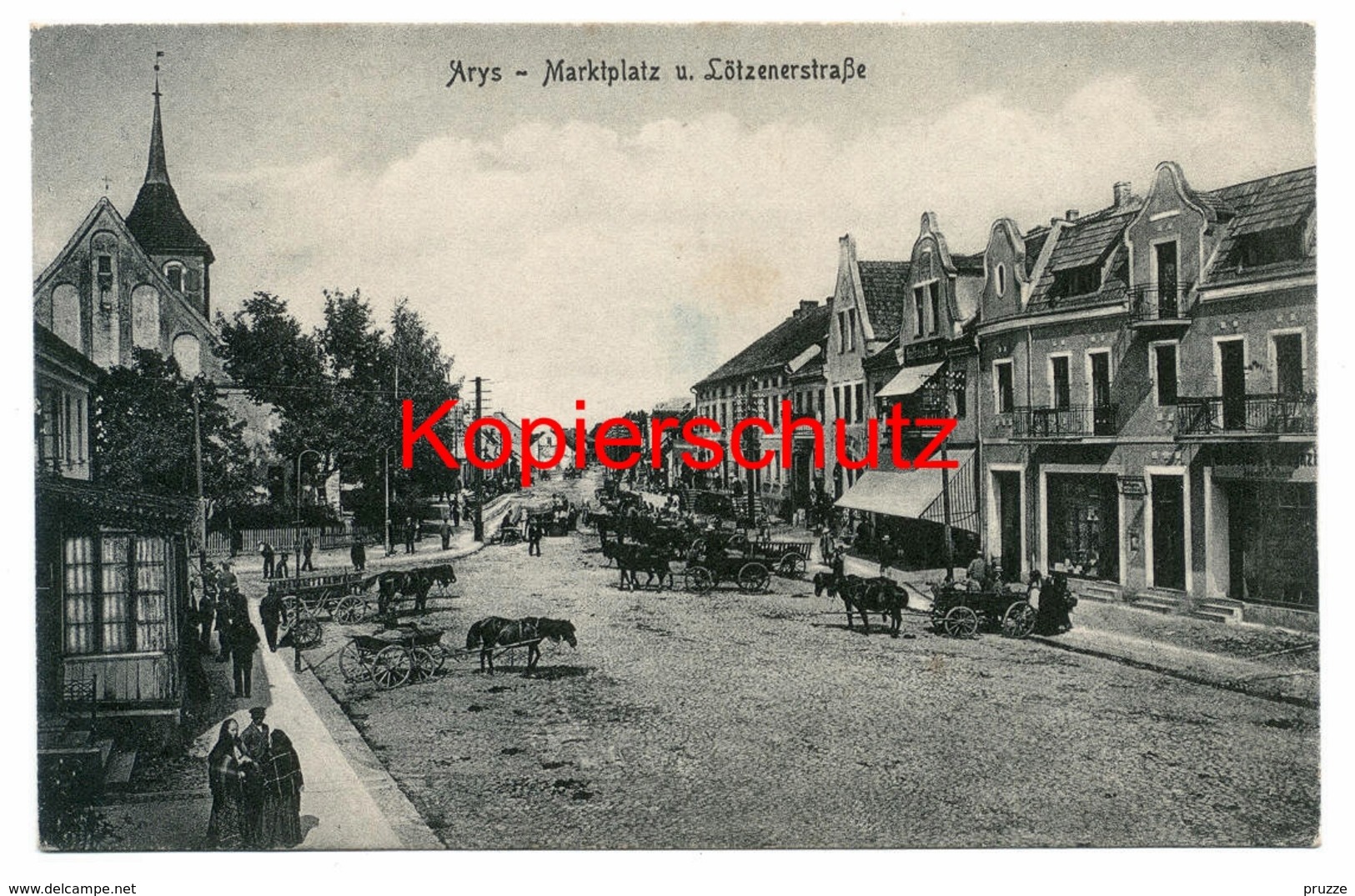 Arys, Ostpreussen Ca. 1910, Marktplatz Und Lötzenerstrasse - Ostpreussen