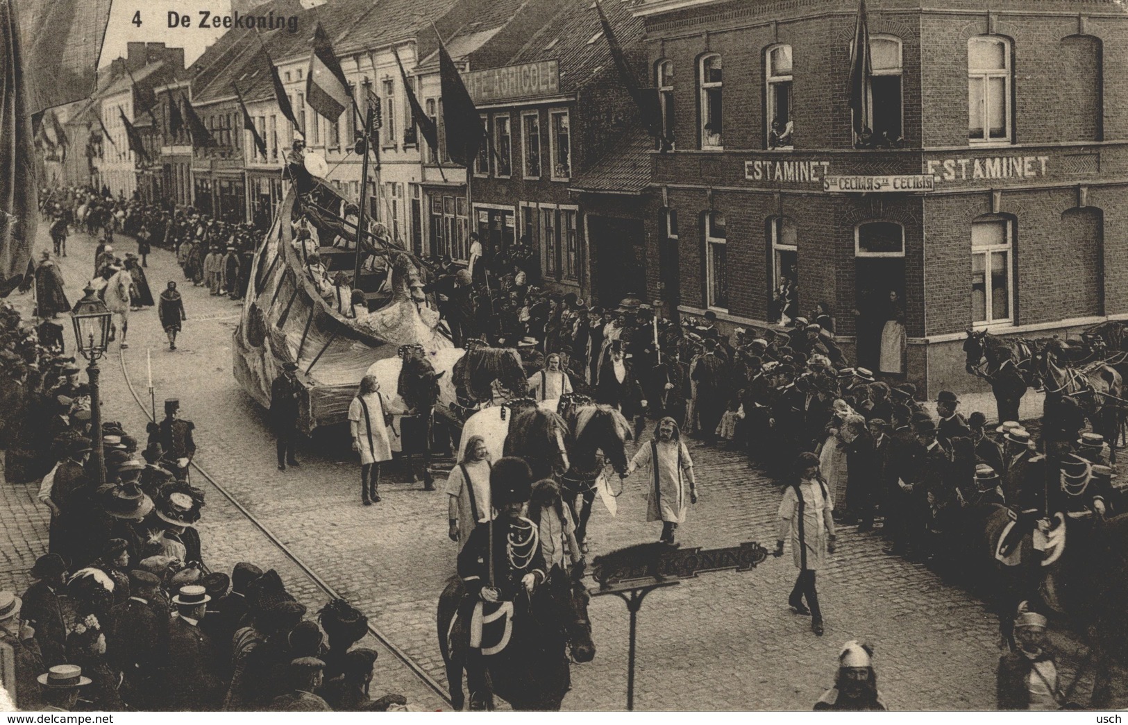 Cpa ROESELARE - ROULERS, De Zeekoning, Rodenbachfeesten - 1914, Café Estaminet - Roeselare