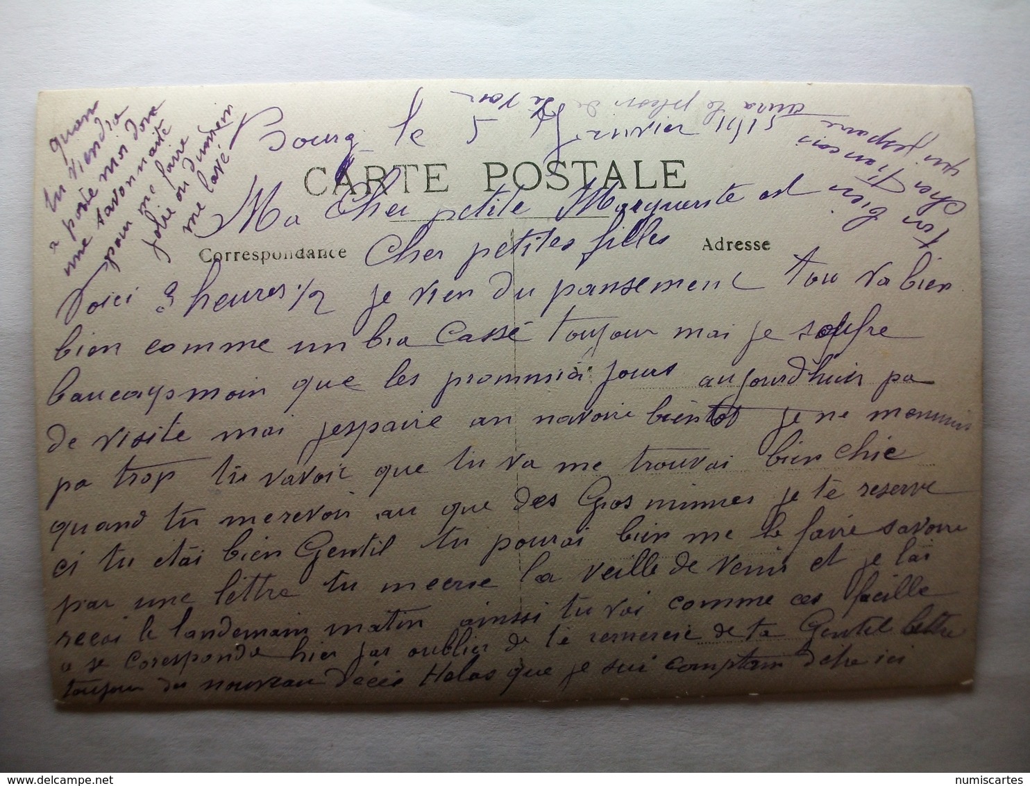 Carte Postale Bourg (52) Intérieur De L'Egilse ( Petit Format Noir Et Blanc Correspondance 1915 ) - Autres & Non Classés