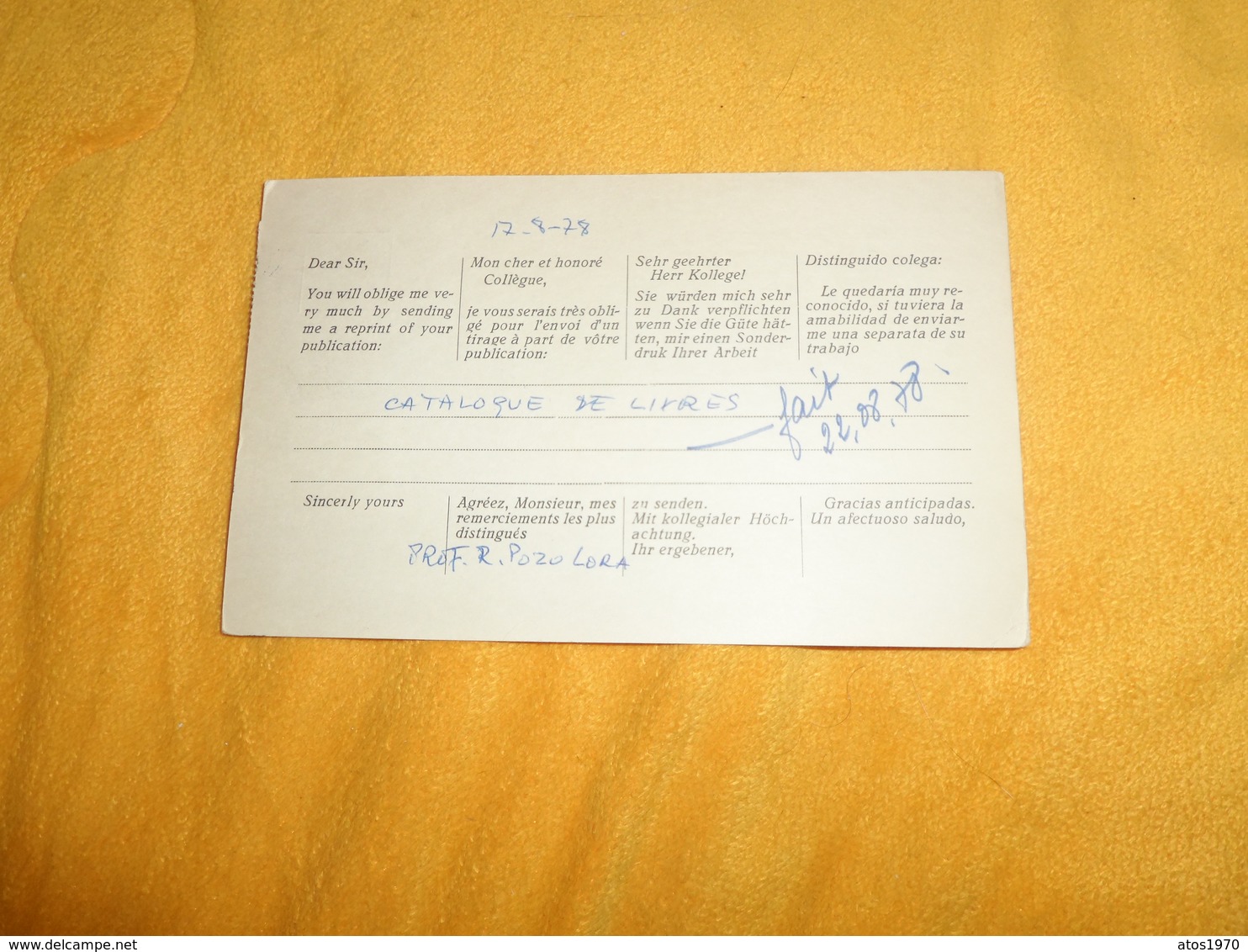 CARTE LETTRE DE 1978. / LABORATORIO DE BROMATOLOGIA..CORDOBA ESPAGNE. / CACHETS AVION CORDOBA + TIMBRES - Lettres & Documents