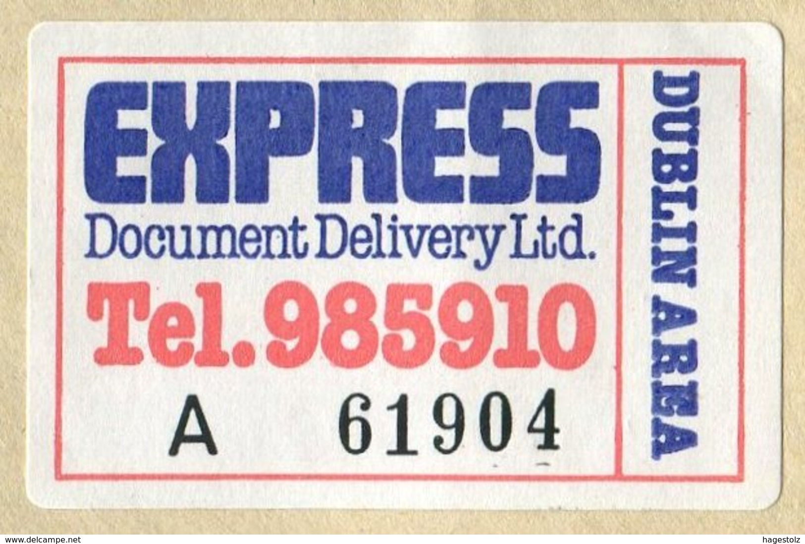 Ireland EXPRESS Document Delivery Ltd Dublin Area Courier Mail Dispatch Cover Private Local Post Privatpost Poste Privée - Altri & Non Classificati