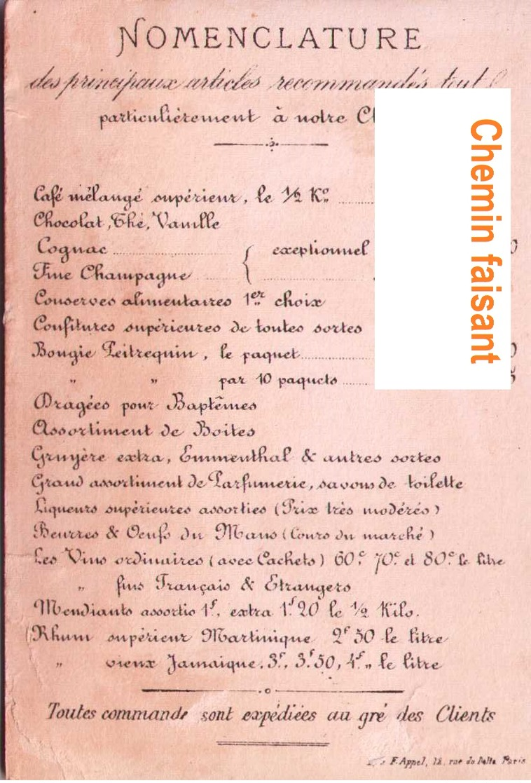 Chromo-Tarif PEITREQUIN Rue Clignancout Paris 18 - Transport De Tasse Géante Par Des Fillettes -  Scans Recto-verso - Tee & Kaffee