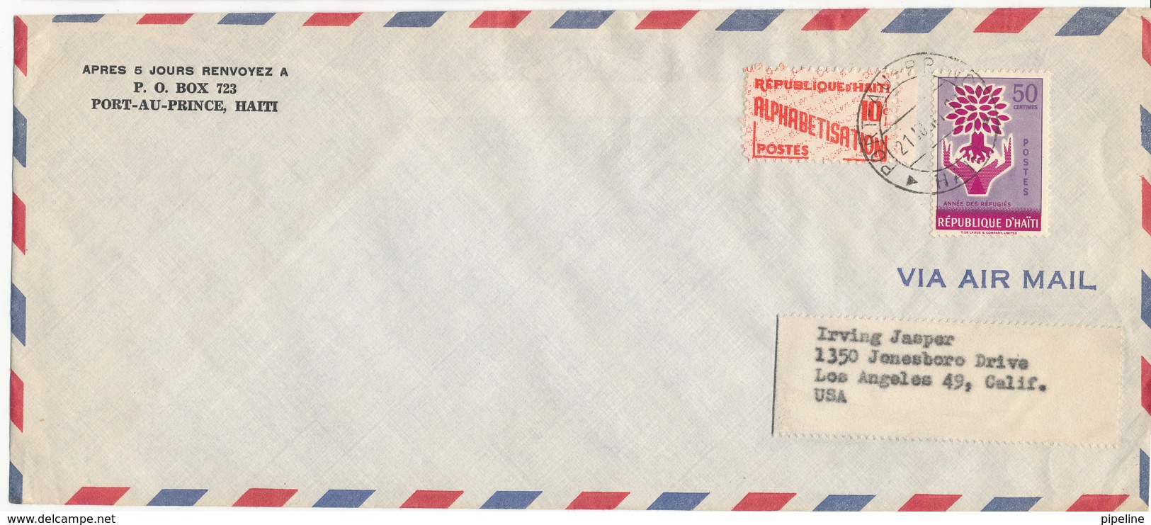 Haiti Air Mail Cover Sent To USA 1961 REFUGEE Stamp - Haiti