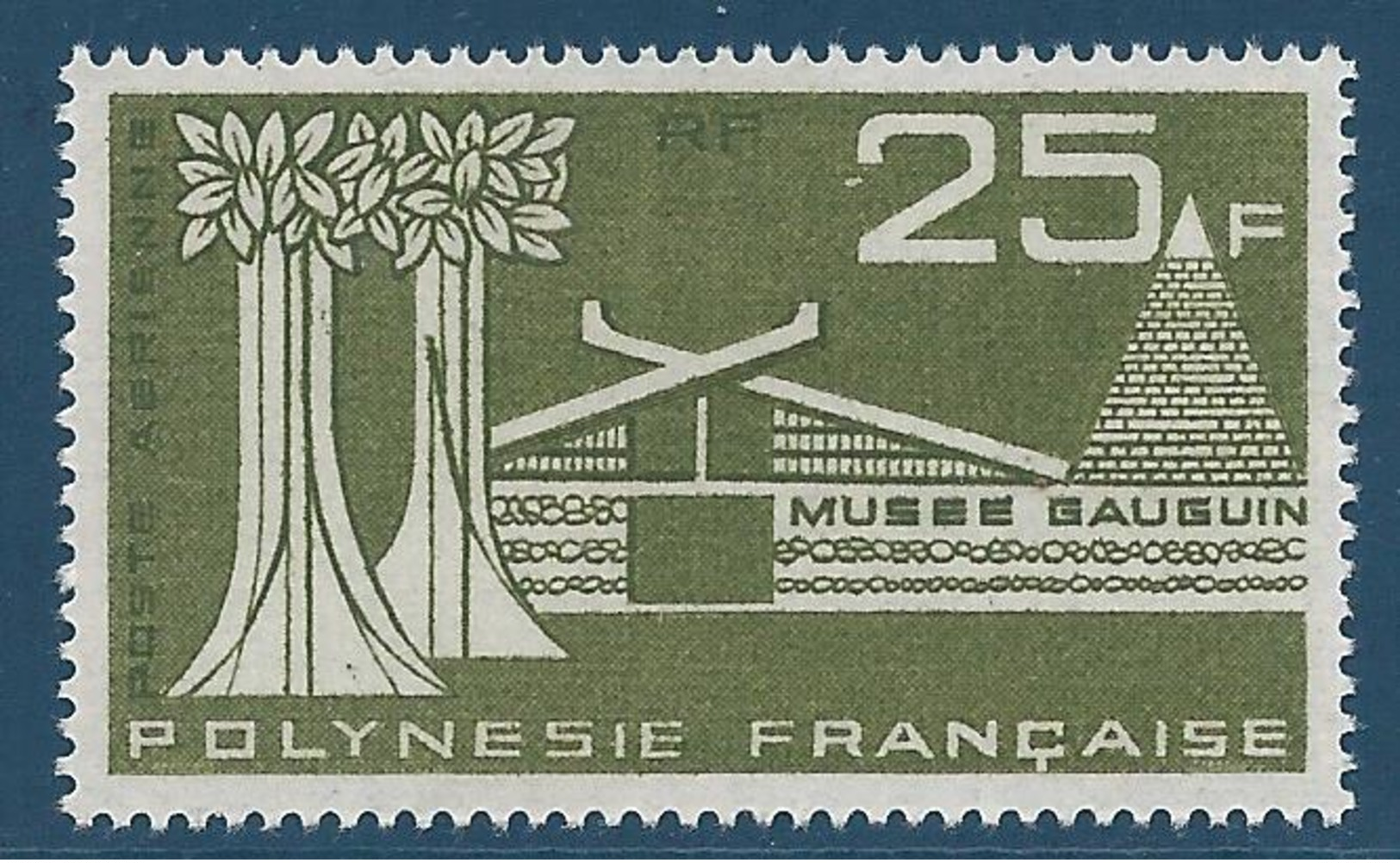POLYNESIE 1965 - YT PA N°11 - 25 F. Olive - Le Musée - Musée Gauguin - Neuf** - TTB Etat - Neufs