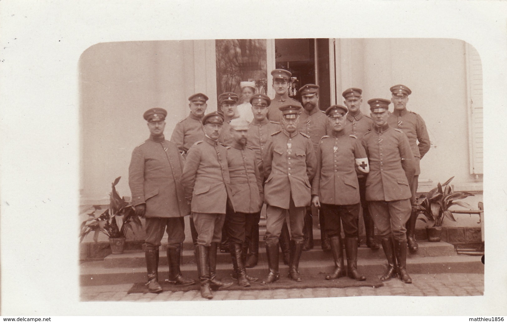 CP Photo Avril 1915 Officiers Allemands, Hôpital Militaire, Feldlazarett 7 (A201, Ww1, Wk 1) - Guerre 1914-18