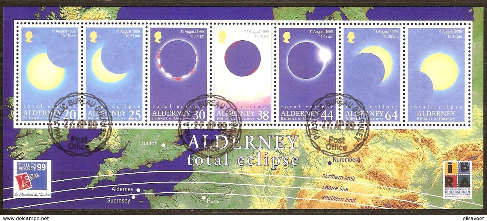 Alderney Aurigny 1999 Yvertn° Bloc 6 (o) Oblitéré  Cote 11,00 Euro Eclipse Solaire - Alderney